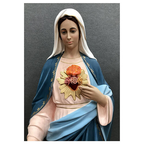 Statua Sacro Cuore di Maria raggiera dorata 165 cm vetroresina dipinta 2
