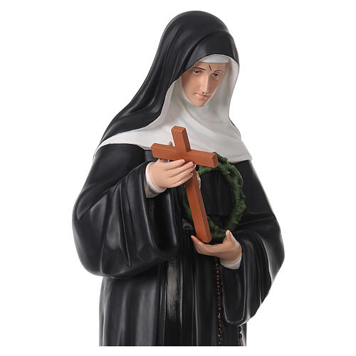 Statue Sainte Rita crucifix 100 cm fibre de verre peinte 4