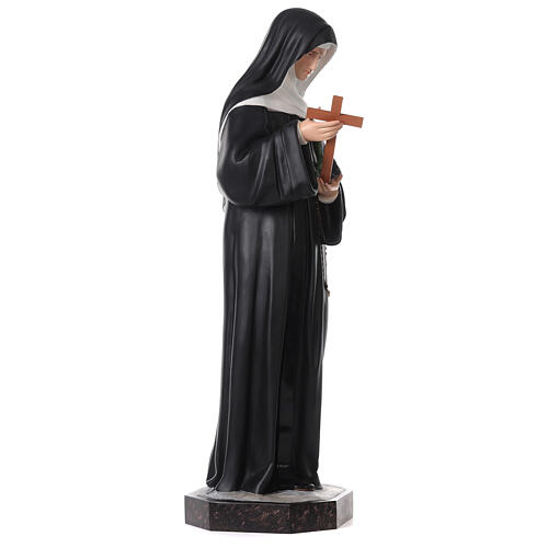 Statue Sainte Rita crucifix 100 cm fibre de verre peinte 5
