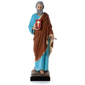 Estatua San Pedro 160 cm coloreada fibra de vidrio OJOS VIDRIO