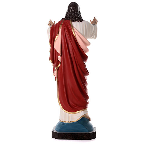Estatua Sagrado Corazón de Jesús brazos adelante 160 cm fibra de vidrio OJOS VIDRIO 9