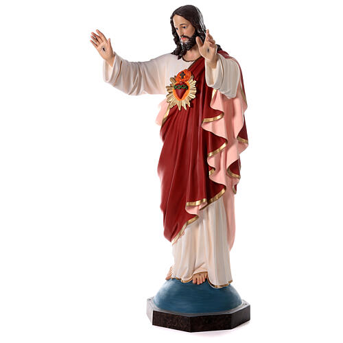 Statua Sacro Cuore Gesù braccia avanti 160 cm vetroresina OCCHI VETRO 4