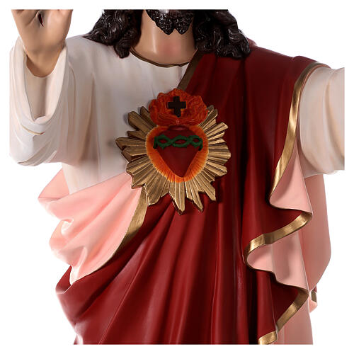 Statua Sacro Cuore Gesù braccia avanti 160 cm vetroresina OCCHI VETRO 5