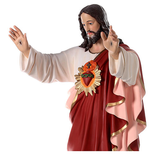 Statua Sacro Cuore Gesù braccia avanti 160 cm vetroresina OCCHI VETRO 6