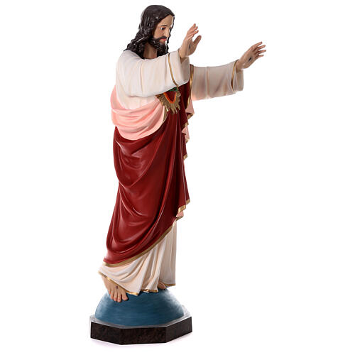 Statua Sacro Cuore Gesù braccia avanti 160 cm vetroresina OCCHI VETRO 7