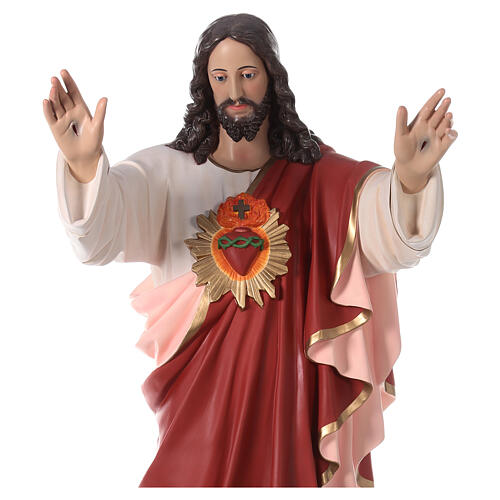 Figura Najświętsze Serce Jezusa, wyciągnięte ramiona, 160 cm, włókno szklane, SZKLANE OCZY 3
