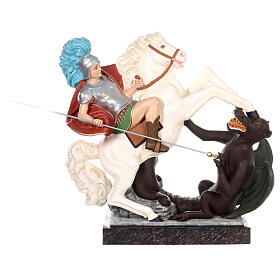 St. George statue on horseback 110 cm colored fiberglass with glass eyes
