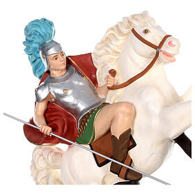 St. George statue on horseback 110 cm colored fiberglass with glass eyes