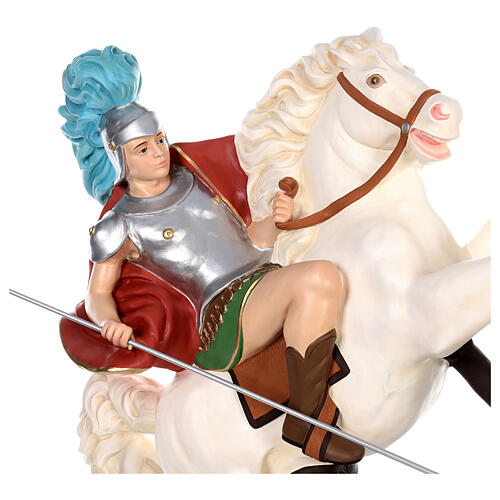St. George statue on horseback 110 cm colored fiberglass with glass eyes 2