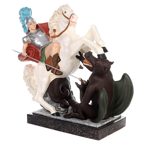 St. George statue on horseback 110 cm colored fiberglass with glass eyes 3