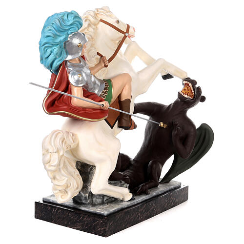 St. George statue on horseback 110 cm colored fiberglass with glass eyes 6