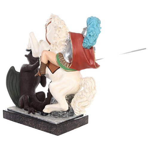 St. George statue on horseback 110 cm colored fiberglass with glass eyes 8