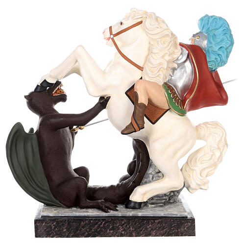 St. George statue on horseback 110 cm colored fiberglass with glass eyes 9