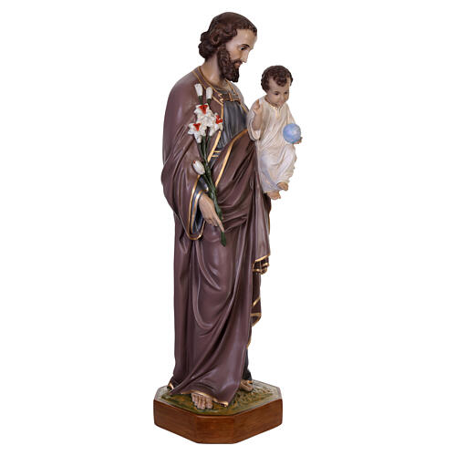 Heiliger Josef mit dem Jesuskind – 125 cm Fiberglas-Statue mit Kristallaugen, Lando Landi 4