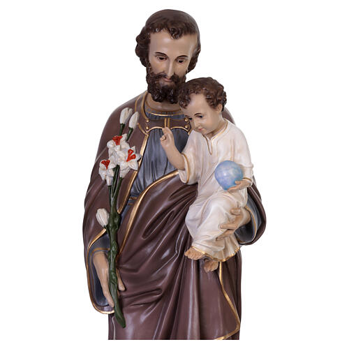 Statue of Saint Joseph with Jesus, 50 in, fibreglass with crystal eyes, by Lando Landi 3