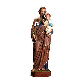 Estatua San José con Jesús 125 cm fibra de vidrio ojos cristal Lando Landi