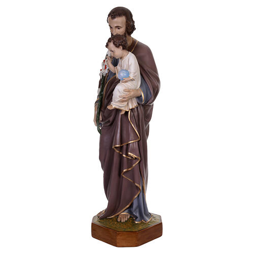 Statue Saint Joseph avec Jésus 125 cm résine yeux en cristal Lando Landi 6