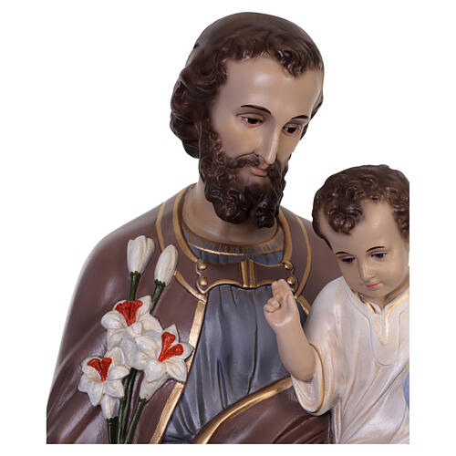 Statue Saint Joseph avec Jésus 125 cm résine yeux en cristal Lando Landi 7
