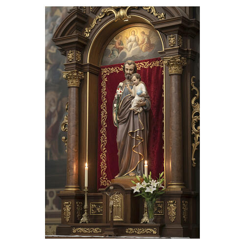 Estátua São José com Menino Jesus 125 cm fibra de vidro com olhos cristal Lando Landi 2