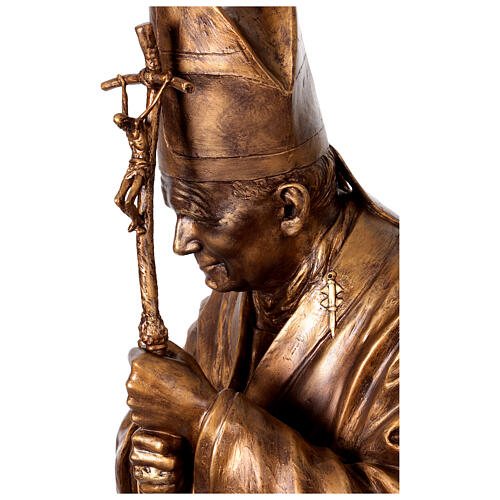 Bronze-like fibreglass statue of Pope John Paul II by Lando Landi, 65 in 14