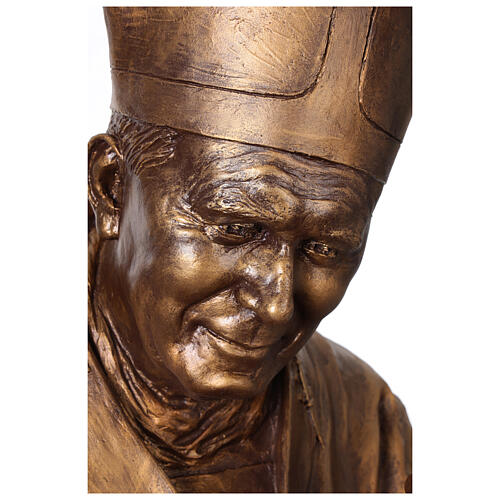 Statue Pape Jean-Paul II en fibre de verre effet bronze Lando Landi 165 cm 2