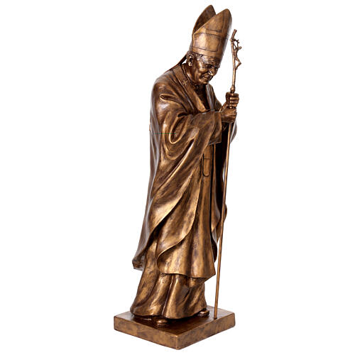 Statue Pape Jean-Paul II en fibre de verre effet bronze Lando Landi 165 cm 4