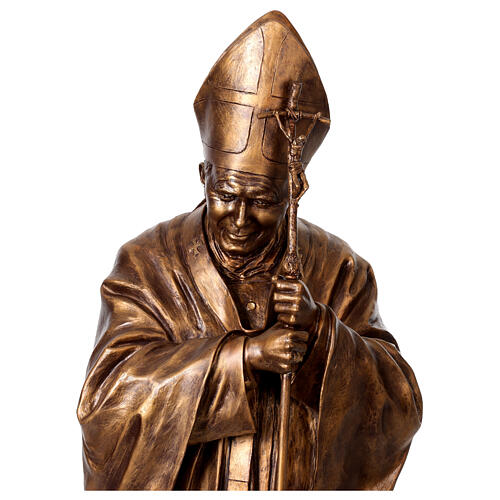Statue Pape Jean-Paul II en fibre de verre effet bronze Lando Landi 165 cm 12