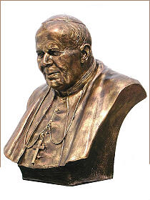 Busto fibra de vidrio tipo bronce Papa Juan Pablo II Lando Landi 60 cm