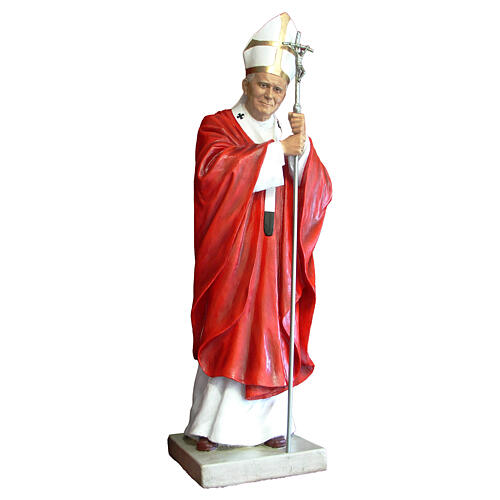 Papst Johannes Paul II – 165 cm Fiberglas-Statue in roter Kasel, handbemalt, Lando Landi 1