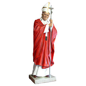 Estatua Papa Juan Pablo II casulla roja 165 cm Lando Landi fibra de vidrio