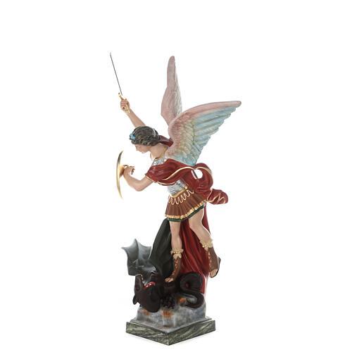 Saint Michael with sword and shield, fiberglass statue with glass eyes, 110 cm 3