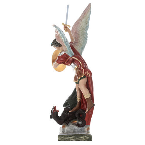 Saint Michael with sword and shield, fiberglass statue with glass eyes, 110 cm 5