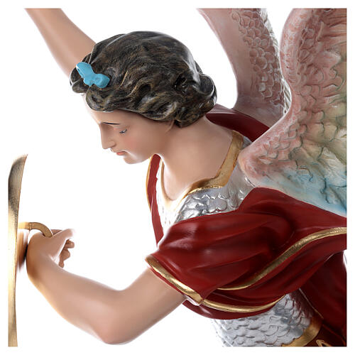 Saint Michael with sword and shield, fiberglass statue with glass eyes, 110 cm 6
