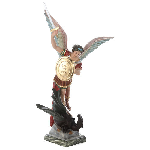 Saint Michael with sword and shield, fiberglass statue with glass eyes, 110 cm 7