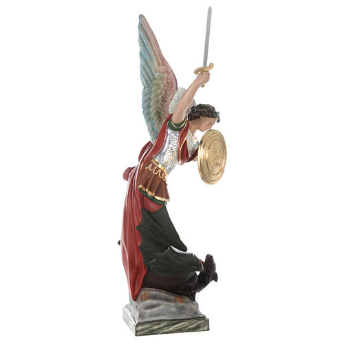 Saint Michael with sword and shield, fiberglass statue with glass eyes, 110 cm 8