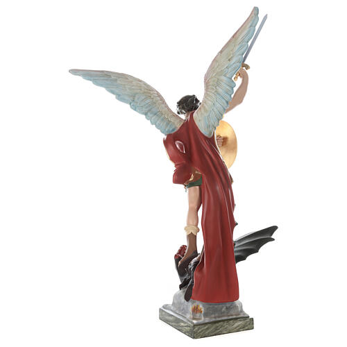 Saint Michael with sword and shield, fiberglass statue with glass eyes, 110 cm 10