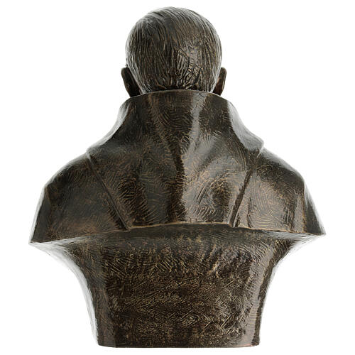 Half bust Saint Pio 60 cm in fiberglass for outdoor use with bronze finish 5
