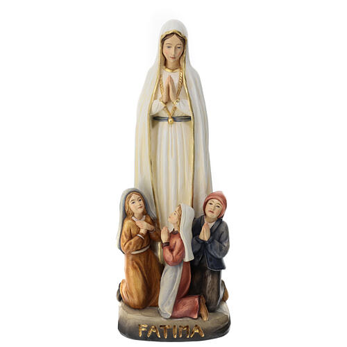Notre-Dame de Fatima avec bergers 60x20x15 cm fibre de verre colorée 1