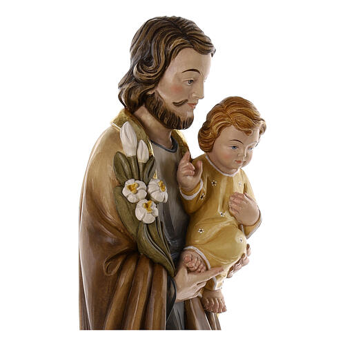 San José con Lirio y Niño Jesús fibra de vidrio 80x30x20 cm 4