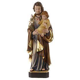 Saint Joseph avec lys et Enfant Jésus fibre de verre 80x30x20 cm