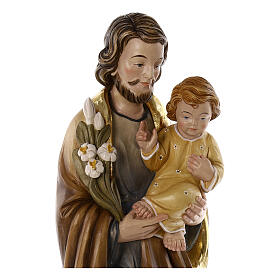 Saint Joseph avec lys et Enfant Jésus fibre de verre 80x30x20 cm