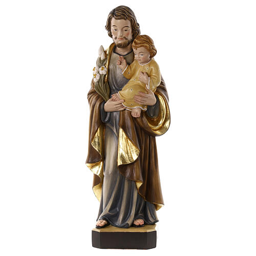 Saint Joseph with Lily and Child in fiberglass 80x30x20 cm 1