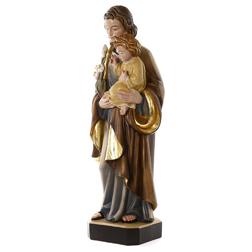 Saint Joseph with Lily and Child in fiberglass 80x30x20 cm 3