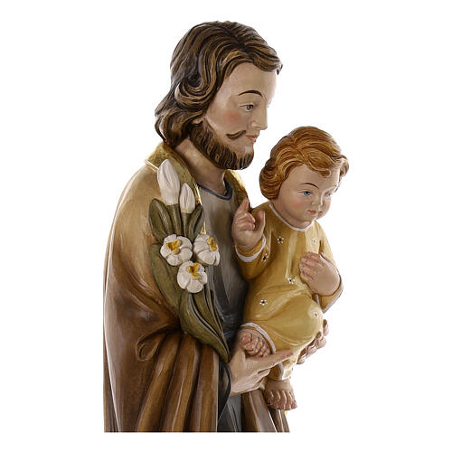 Saint Joseph with Lily and Child in fiberglass 80x30x20 cm 4