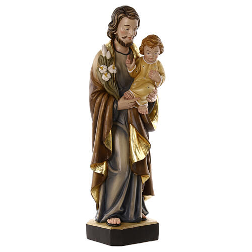 Saint Joseph with Lily and Child in fiberglass 80x30x20 cm 5