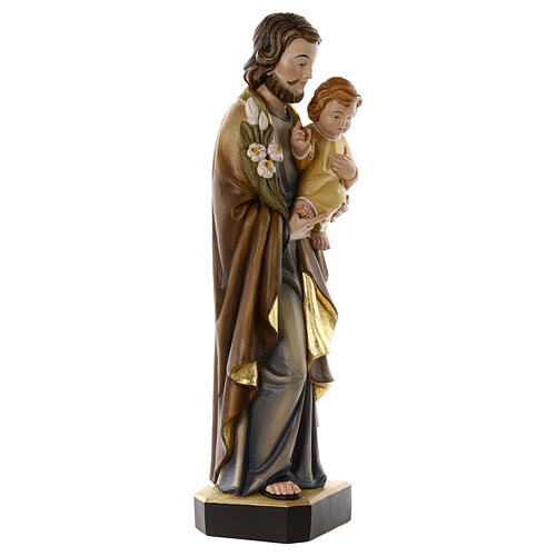 Saint Joseph with Lily and Child in fiberglass 80x30x20 cm 6