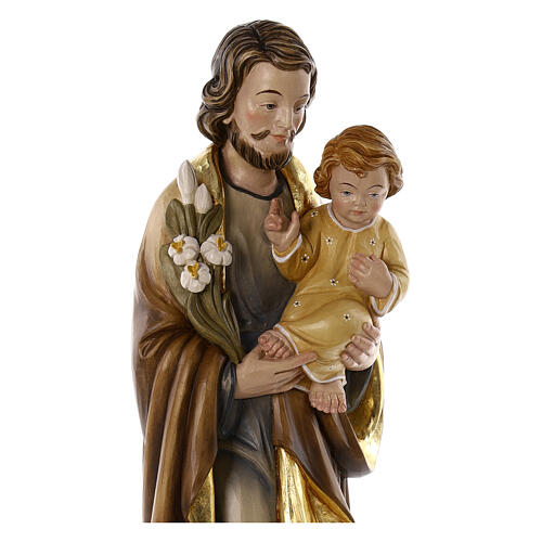 Saint Joseph avec Lys et Enfant Jésus 60x20x15 cm fibre de verre 2