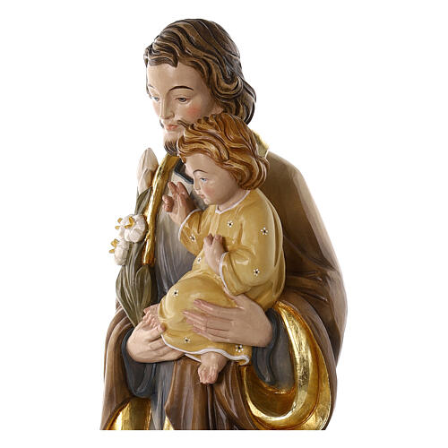 Statua Sant'Antonio Con Bambino E Giglio - Figura Per Presepe, 30 Cm, Ghisa Dipinta A Mano