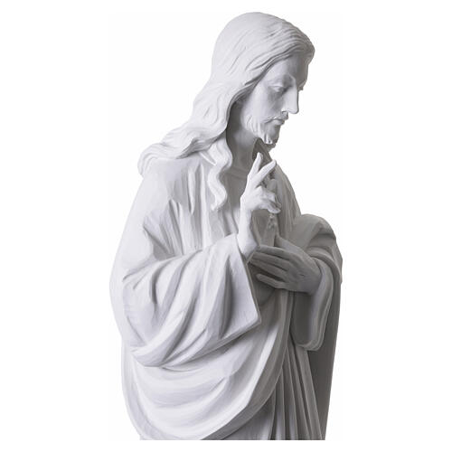Estatua Sagrado Corazón de Jesús bendiciendo mármol 100 cm 7