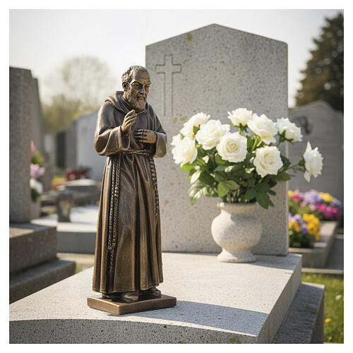 Padre Pio, 20-inch statue in Carrara marble dust with bronze finish 4